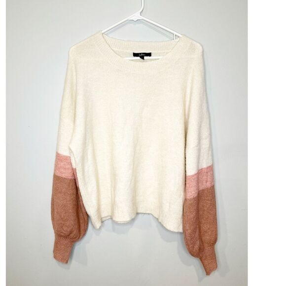 Lulus cream color block oversized knit sweater - Picture 2 of 4
